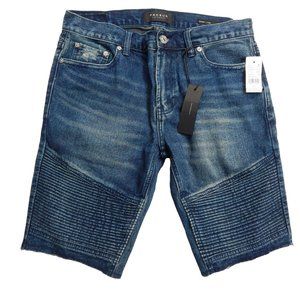 PacSun Mens Skinny Cut Off Ribbed Denim Jean Shorts Medium Indigo Size 31